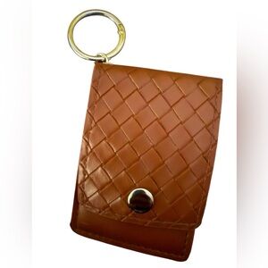 Bag charm Key chain holder Woven Leather Key Pouch Keychain - Brown